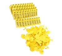 Set di 100 etichette per orecchie numerate 001-100, per l'allevamento di bestiame, per allevamento nelle fattorie, pecore, capre, cani, cervi, conigli, maiali, , esterni, cortile