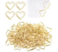 Set di 100 graffette a forma di cuore oro, con scatola trasparente, graffette dorate per ufficio, scuola, aule, graffette decorative per matrimoni