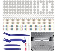 Set di 100 kit di riparazione per tettuccio auto, grigio con 100 perni di posizionamento e 1 cacciavite, 1 metro a nastro e 4 strumenti di riparazione, blu, pulsante di riparazione per tettuccio auto