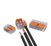 100er Set Wago morsetti di collegamento 50x 2 fili 30x 3 fili 20x 5 fili con leva 0,2-4 qmm design piccolo, trasparente
