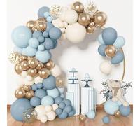 Set di 100 palloncini per ghirlanda ad arco grigio blu sabbia bianco e oro, adatto per compleanno di bambino e festa di nascità, palloncini in foil e paillettes 100 pezzi,Stile 2 (100 pezzi)colla di l
