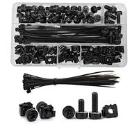 Set di 100 Pezzi (40 Sets) M6 x 16/20mm Dadi a Gabbia Viti e Rondelle Montaggio a Rack e Rondelle per Armadi Scaffali per Server a Rack Router(Nero)