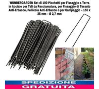 Set di 100 Picchetti x Fissaggio a Terra in Acciaio x Teli Da Pacciamatura