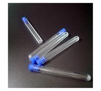 Set di 100 provette da laboratorio in plastica trasparente 13x100 mm (8 ml) con tappi blu Attrezzature da laboratorio