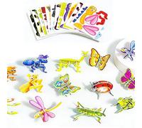 Set di 100 Puzzle Educativi 3D a Tema Cartoni per Bambini, Gioco di Montaggio con Animali Dinosauri Insetti Aeromobili veicoli Divertenti per Apprendimento Arte e Lavoretti, Regali per Compleanno