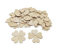 Set di 100 ritagli in legno grezzo vergini per artigianato, etichette regalo, pittura, decorazione per la casa (cuore)