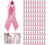 Set di 100 spille da balia rosa di consapevolezza del cancro al seno, spille a nastro rosa con spille da balia, spille a forma di nastro in raso pre-tagliate
