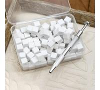 Set di 100 spugne bianche quadrate sfumate per unghie, morbide, mini pennelli per unghie, con penna per afferrare (bianco)