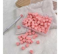 Set di 100 spugne bianche quadrate sfumate per unghie, morbide, mini pennelli per unghie, con penna per afferrare (rosa)