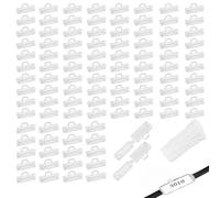Set di 100 targhette trasparenti per cavi, 30 x 10 mm, con fascette e carta per etichette, per ordinare e contrassegnare i cavi, facile da montare