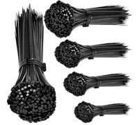 Set di 1000 fascette stringicavo nero, 100/150/200/250/300 mm, resistenti ai raggi UV, autobloccanti per interni ed esterni, ideali per la gestione dei cavi, giardinaggio, casa, officina, garage