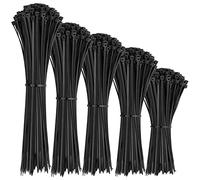 Set di 1000 fascette stringicavo nero, in nylon e plastica, resistenti ai raggi UV, resistenti al calore, per la gestione dei cavi, per uso domestico e industriale
