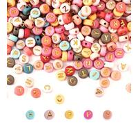 Set di 1000 perline con lettere, perline acriliche colorate da 7 mm, perline dell'alfabeto per braccialetti fai da te, portachiavi e lavori artigianali
