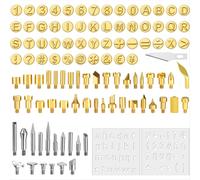 Set di 105 lettere con punta per pirografia, inclusi modelli di lettere, numeri, simboli e alfabeti per pirografia fai da te.