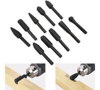 SET DI 10PZ ROTATIVE RASPA 6MM PUNTE FRESE IN FRESA ROTANTE PER LEGNO E METALLO