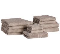 Set di 11 Asciugamani da Bagno in Morbido Cotone Zero Twist Tortora Areora