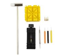 Set di 11 attrezzi per la riparazione di orologi, braccialetti e catene, 11 pezzi, in plastica e metallo, adatto per la casa e lo stoccaggio, non solo è comodo da trasportare e riporre (nero)