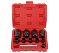Set di 11 chiavi a bussola per dadi e bulloni con adattatore da 3/8 e 1/2", design a spirale per un collegamento sicuro a elementi di fissaggio danneggiati e arrugginiti