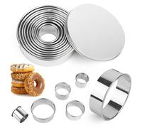 Set di 11 Coppapasta Rotondo muffa Acciaio Inox,Tagliapasta Aperta Tondo Stampi muffa,DIY Utensili da Pasticceria,Coppapasta Tondi cuore Anelli muffa,Stampo utilizzato per Torte,Biscotti e Ciambelle
