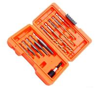Set di 11 estrattori per viti con supporto per punte da trapano per rimuovere borchie rotte, bulloni e viti spogliate, design a spirale per la mano sinistra, per riparazioni fai da te