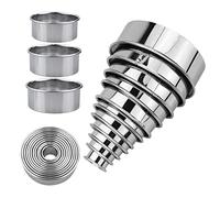 Set di 11 formine per pasticceria rotonde, rotonde, per biscotti, formine per biscotti, formine per anelli, in acciaio inox, per pasticceria, ciambelle, fondente, cottura e torte fai da te