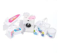 Set di 11 lavatrici con gnomo in miniatura, accessori per porta del gnomo e Natale, con lavatrice con porta apribile e tamburo girevole, asse da stiro, decorazione per la cameretta dei bambini