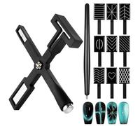 Set di 11 magneti a forma di occhio di gatto per smalto magnetico, 5 in 1, multifunzione, per nail art 3D, 9 piastre magnetiche a strisce, penne magnetiche per salone di bellezza fai da te (nero)