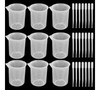 Set di 11 misurini in silicone, 100 ml, in resina epossidica, misurino graduato per resina epossidica fai da te, con 25 contagocce contagocce