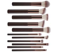 Set di 11 pennelli da trucco da viaggio con setole morbide e manico ergonomico in legno, per donne e ragazze