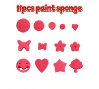 Set di 11 pennelli in spugna, inclusi pennelli in spugna rotondi, a forma di fiore, a forma di stella e altri, strumenti per pittura acrilica per lezioni d'arte, utilizzati per artigianato, vari stili