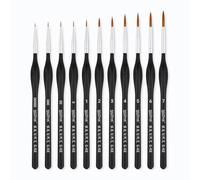 Set di 11 pennelli per dettagli, manico triangolare, nero, acrilico, olio, acquerelli e pittura per numero, modelli, viso, unghie, artigianato