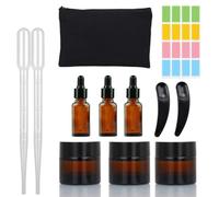 Set di 11 Pezzi per Conservazione, 3 Flaconi Spray Vetri 100 ml e 3 Vasetti Vetro Piccoli per Crema Riempire con Strumento Confezionamento Dosaggio, Barattoli Vetro con Coperchio