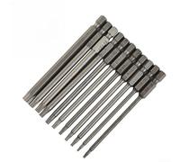 Set di 11 punte per cacciavite Torx con gambo esagonale magnetico, punte di sicurezza extra lunghe da 100 mm per T7/T8/T9//per T15/T20/T25/T27/T30/T40, compatibili con elettrico