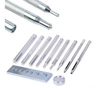 Set di 11 punzoni per cuoio, con bottoni a pressione e rivettatrice, kit di utensili manuali in acciaio 45# per cinture, bottoni a pressione, rondelle, basi per stampi