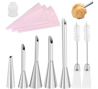 Set di 11 sacchetti da pasticcere Nozzle, 5 beccucci per sac à pochette, 3 sac à poche set, per cupcake sbuffs, ripieno crema, 1 adattatore, 2 bustine di pulizia