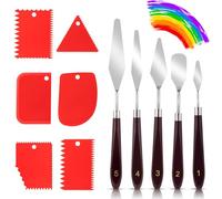 Set di 11 spatole per pasta strutturale tela: 5 spatole per pittura acrilica + 6 coltelli per pallet, set di pittura acrilica, coltello da pittura, set di coltelli, spatola dentata per acquerello