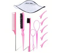 Set di 11 strumenti per capelli: include 2 strumenti per trecce francesi, 1 pettine a coda di ratto, 1 spazzola districante, 1 paio di fermagli per capelli, 5 clip a coccodrillo e 1 confezione da 1000