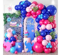 Set di 110 palloncini blu per arco, comprendente palloncini in lattice blu navy, magenta e rosa, adatto per feste di compleanno, festa di nascità, feste a tema tropicale hawaiano e cartoni animati Set