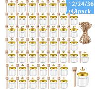 Set di 12/24/36/48 vasetti di miele da 1,5 once, vasetti di miele mini per omaggi di festa (confezione multipla), barattoli di vetro, vasetti di miele esagonali di vetro piccoli, contenitori di vetro