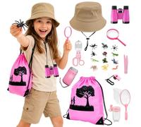 Set di 12 accessori per travestimento da esploratore per bambini | Explorer Hat Bug Catcher Kit Fischietto Torcia Ingrandimento Bussola Vetro Conservazione Bug Catching Explorer Outdoor