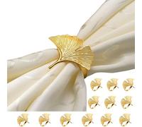 Set di 12 anelli porta tovaglioli, anelli porta tovaglioli in stoffa, anelli porta tovaglioli a forma di ventaglio, fermagli per tovaglie, banchetti di nozze, feste e vacanze (Oro, 5.8 x 4.8 cm)