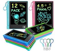 Set di 12 ardesie magiche LCD da 4,5 pollici con gancio, schermo a colori riutilizzabile per bambini, regali, scuola e viaggi, 4 colori vivaci