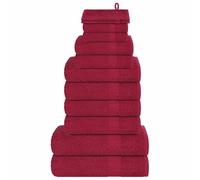 Set di 12 asciugamani Frog, colore bordeaux, 360 g/m², in cotone, con telo doccia, ospite, sauna, ad asciugatura rapida e assorbente, per bagno, benessere, fitness, hotel e viaggi