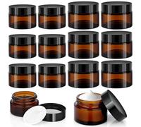 Set di 12 barattoli cosmetici Zeawavsl, barattoli per crema in vetro ambrato, contenitori ricaricabili, contenitori in vetro marrone con coperchi e rivestimento per cosmetici, creme, lozioni