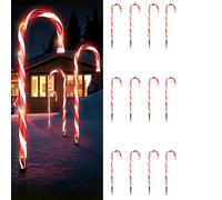 Set di 12 barre luminose da giardino a LED asta di zucchero 32 LED bianchi...