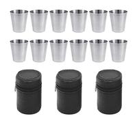 Set di 12 bicchieri portatili, 3 pezzi, in acciaio inox, da trekking, portatili, per bottiglie di vino, in acciaio inox