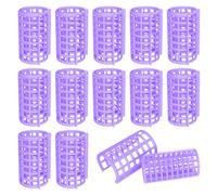 Set di 12 Bigodini in Plastica Autoadesivi - Riccioli Grandi da 36 mm per Capelli Lunghi, Medi, Piccoli - Confezione da Salone da Barbiere (Viola)