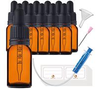 Set di 12 bottiglie contagocce da 10 ml in vetro marrone, piccoli contenitori in vetro scuro utilizzabili come bottiglie da farmacista, inclusi 29 accessori