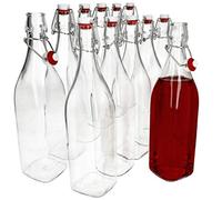 Set di 12 Bottiglie di Vetro, Serie Swing, con Chiusura a Leva, 1 l