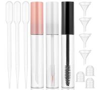 Set di 12 bottiglie vuote per mascara, 10 ml, spazzola per ciglia con contenitore, ricaricabile, crema per labbra, tubo per eyeliner, con imbuto per viaggi, beauty negozi (multicolore)